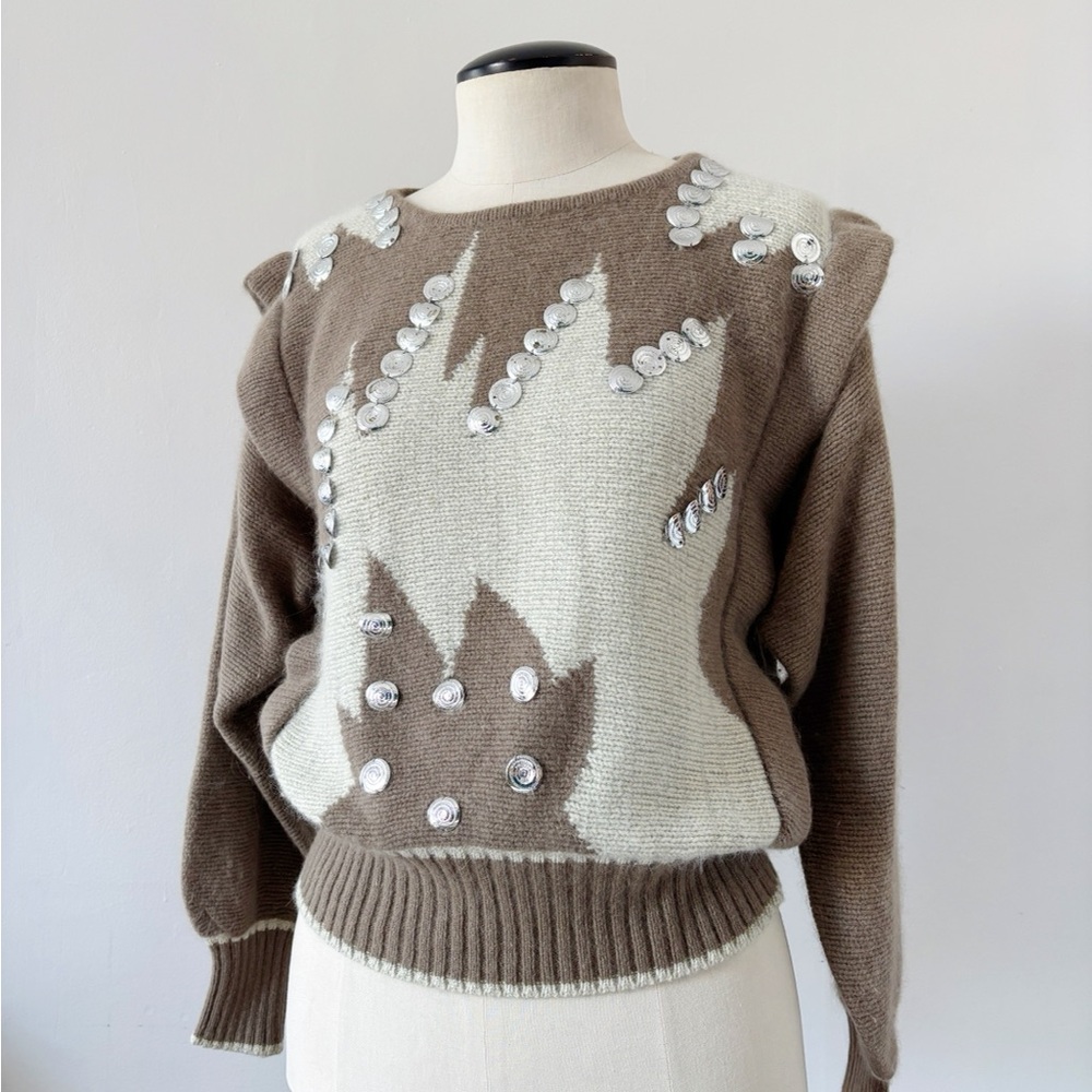 Vintage embellished knit made in Italy -angora and wool from the 90s